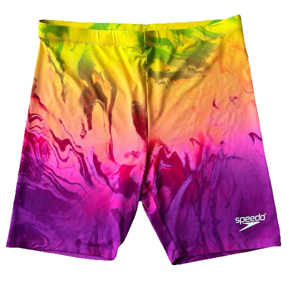 Speedo X Forever 21 Rainbow Tie Dye Ombré Long Biker Shorts Athletic Size 3X